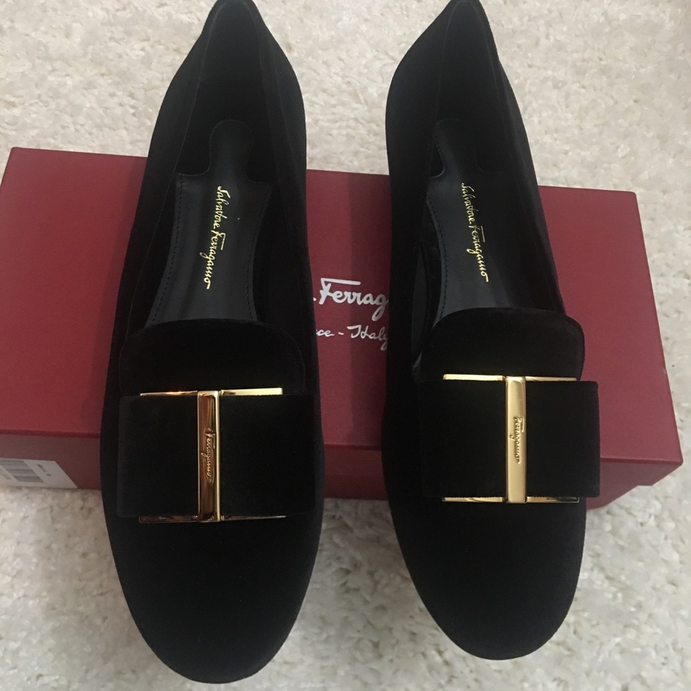 New Salvatore Ferragamo velvet flats